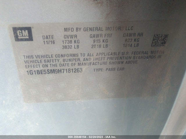 Chevrolet CRUZE LT 2017 1G1BE5SM9H7181263 Image 10