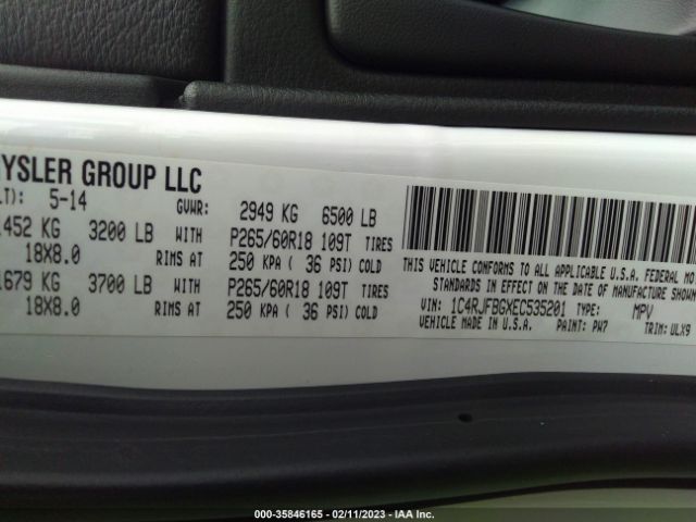 1C4RJFBGXEC535201 Jeep Grand Cherokee