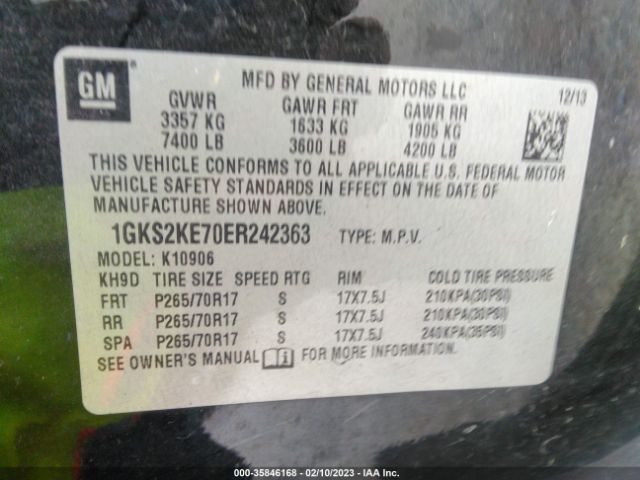 1GKS2KE70ER242363 GMC Yukon Xl Slt