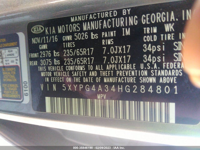 KIA SORENTO LX 2017 5XYPG4A34HG284801 Image 10