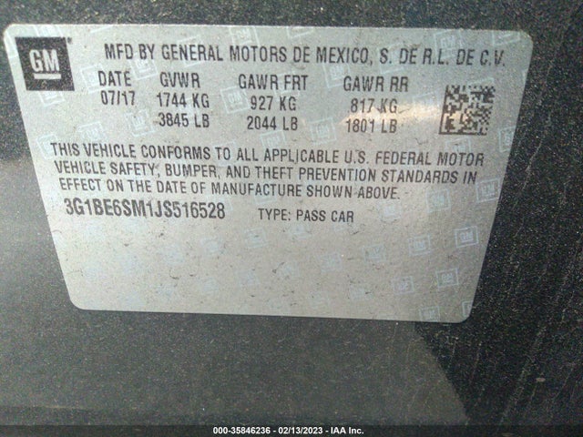 Chevrolet CRUZE LT 2018 3G1BE6SM1JS516528 Image 10