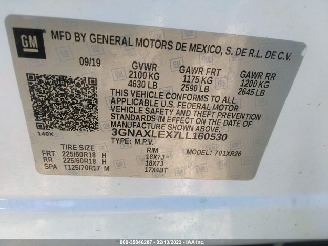 Chevrolet EQUINOX LT 2020 3GNAXLEX7LL160530 Image 9