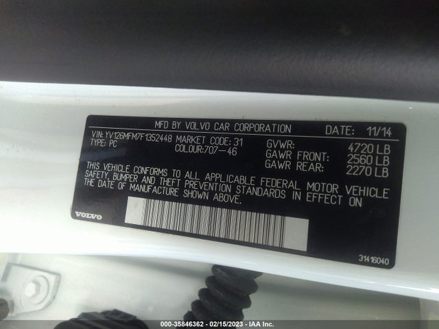2015 Volvo S60, VIN: YV126MFM7F1352448
