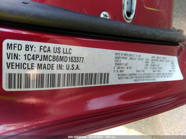 1C4PJMCB6MD163377 Jeep Cherokee Latitude