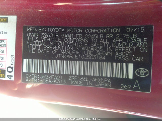 2016 Scion IM, VIN: JTNKARJE1GJ503184