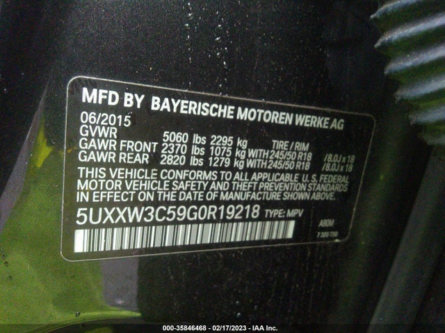 2016 BMW X4, VIN: 5UXXW3C59G0R19218