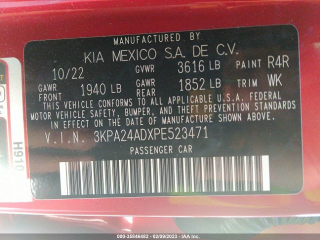 3KPA24ADXPE523471 KIA RIO S