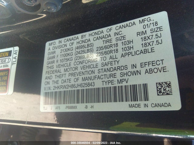 Honda Cr-v Ex-l 2018 2HKRW2H86JH625843 Image 10