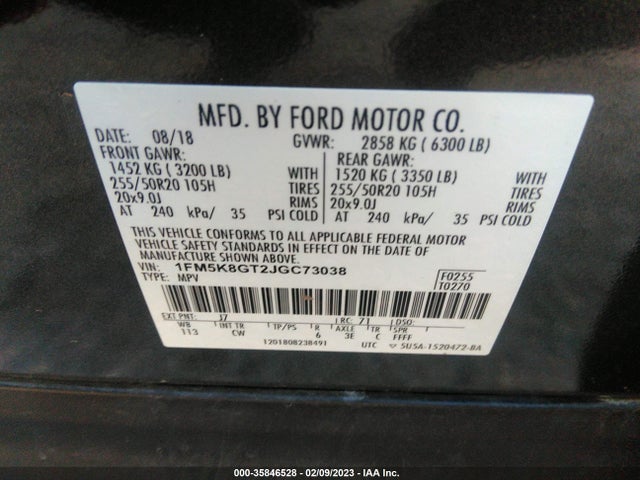 2018 Ford Explorer, VIN: 1FM5K8GT2JGC73038