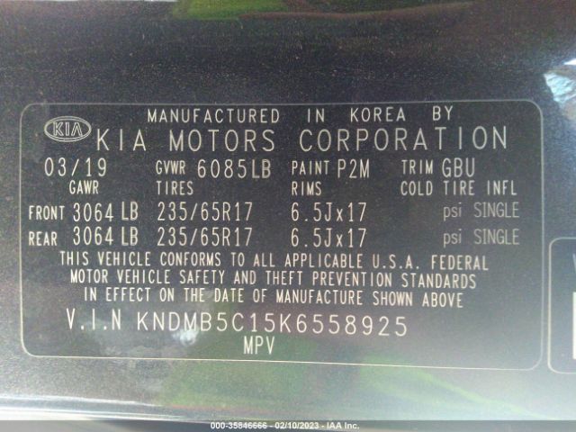KNDMB5C15K6558925 KIA SEDONA LX