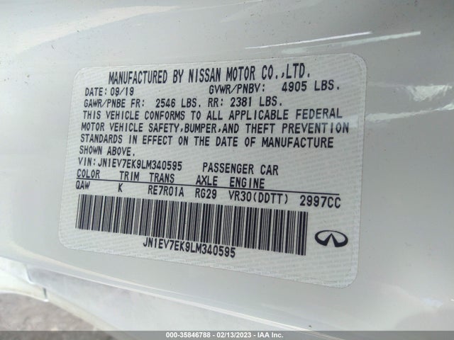 2020 Infiniti Q60, VIN: JN1EV7EK9LM340595