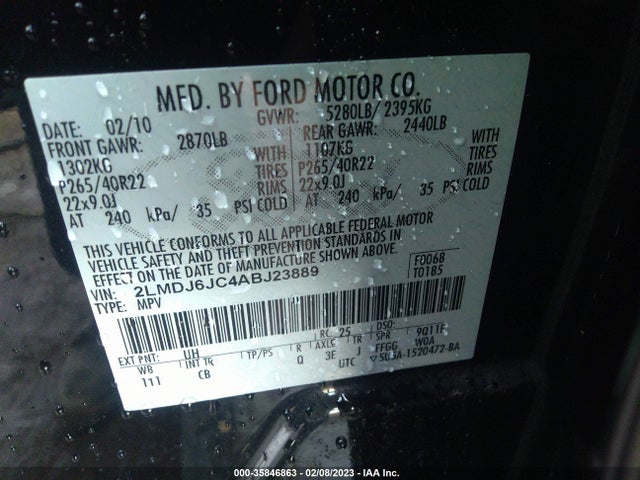 Lincoln MKX 2010 2LMDJ6JC4ABJ23889 Image 10