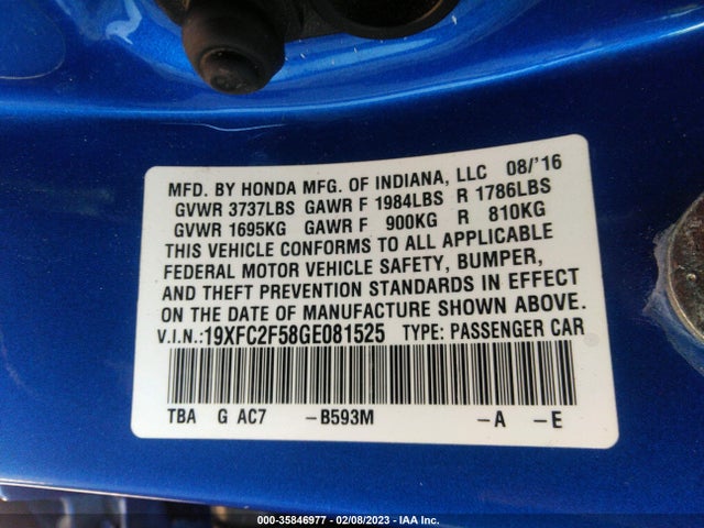 Honda Civic Sedan Lx 2016 19XFC2F58GE081525 Image 10