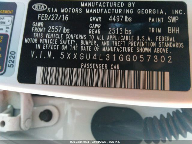5XXGU4L31GG057302 KIA OPTIMA EX