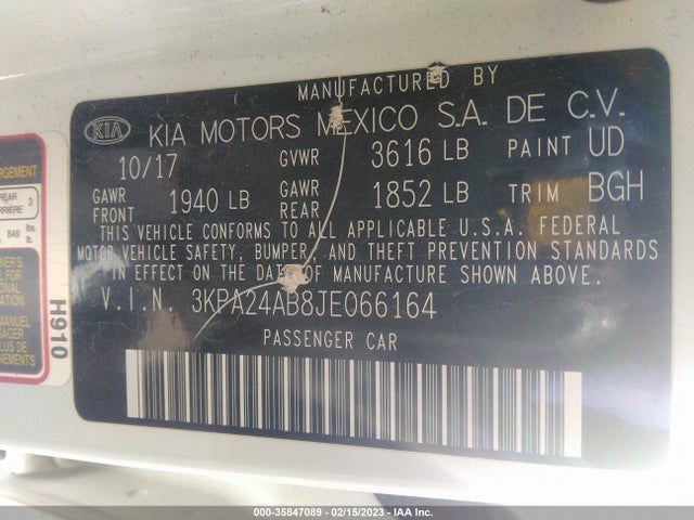 2018 Kia Rio, VIN: 3KPA24AB8JE066164