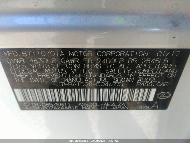 JTHBA1D28H5046731 Lexus Is Is Turbo