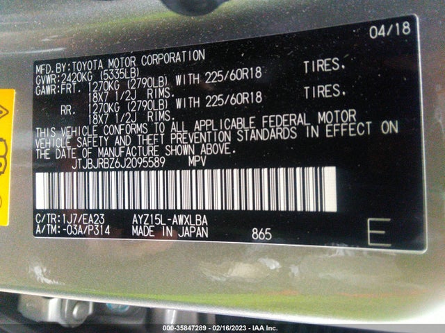 2018 Lexus NX, VIN: JTJBJRBZ6J2095589