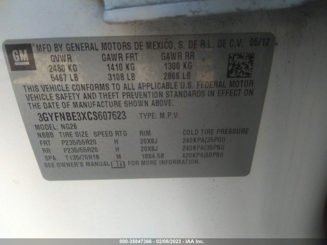 3GYFNBE3XCS607623 Cadillac Srx Performance Collection
