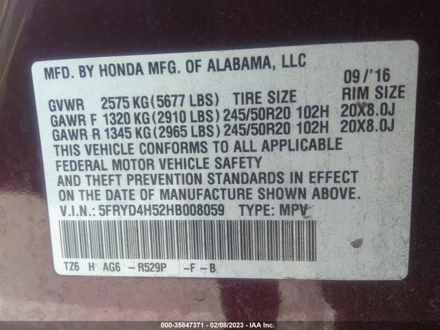 2017 Acura MDX, VIN: 5FRYD4H52HB008059