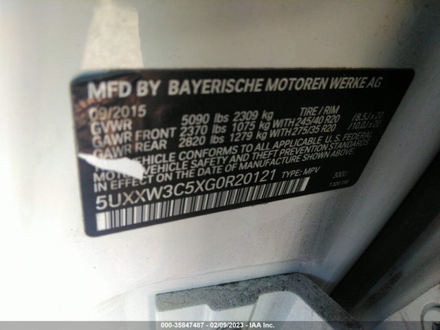 2016 BMW X4, VIN: 5UXXW3C5XG0R20121
