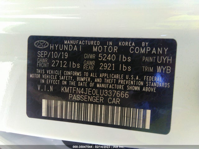 2020 Genesis G80, VIN: KMTFN4JE0LU337666