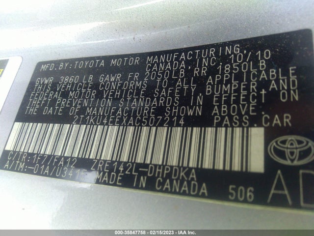 2010 TOYOTA MATRIX VIN: 2T1KU4EEXAC507214