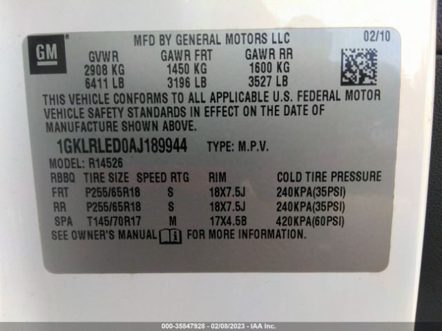 1GKLRLED0AJ189944 GMC ACADIA SLE