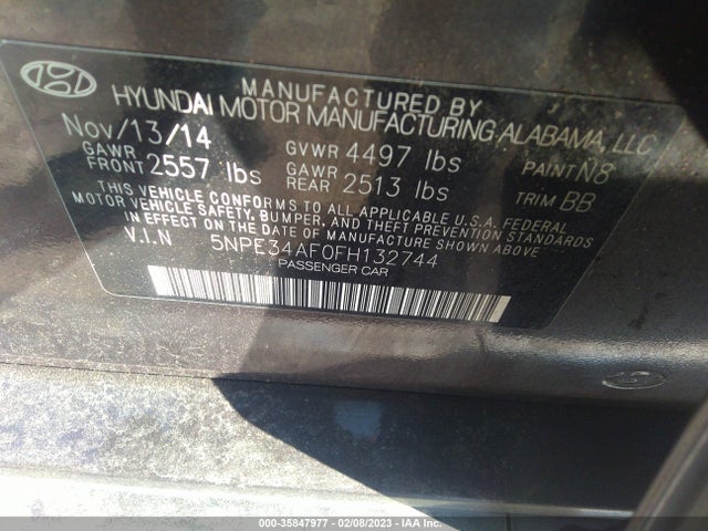 2015 HYUNDAI SONATA 2.4L SPORT VIN: 5NPE34AF0FH132744