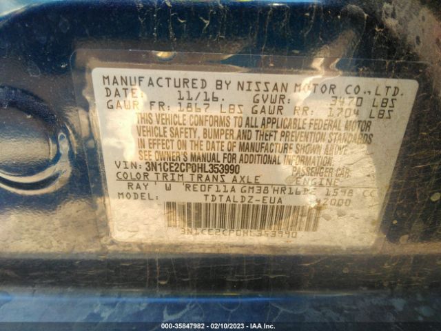 3N1CE2CP0HL353990 Nissan Versa Note Sv