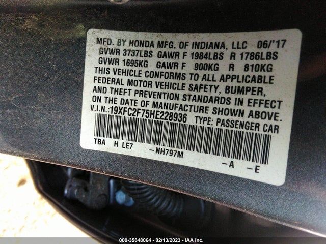 Honda Civic Sedan Ex 2017 19XFC2F75HE228936 Image 9