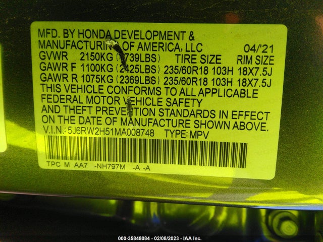 Honda CR-V EX 2021 5J6RW2H51MA008748 Image 9