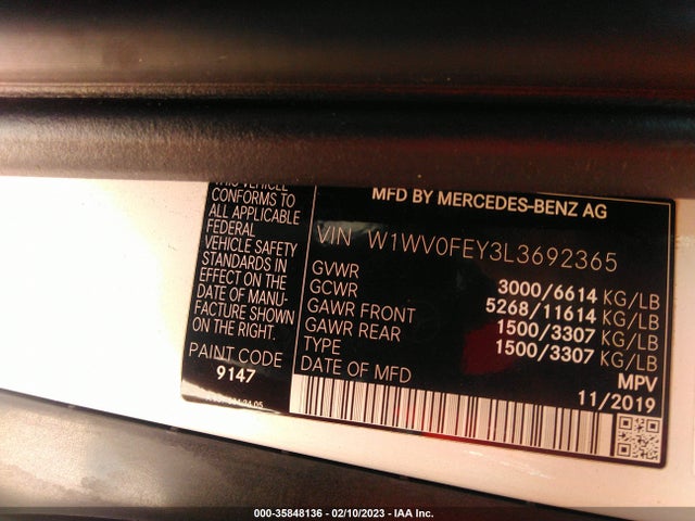 2020 Mercedes-Benz Metris, VIN: W1WV0FEY3L3692365