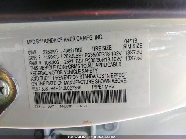 2018 Acura RDX, VIN: 5J8TB4H31JL027366