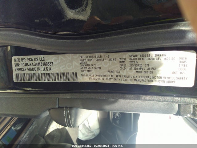 2021 Jeep Grand Cherokee, VIN: 1C4RJKAG4M8180537