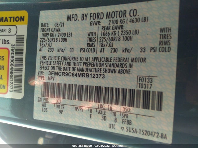 2021 Ford Bronco, VIN: 3FMCR9C64MRB12373
