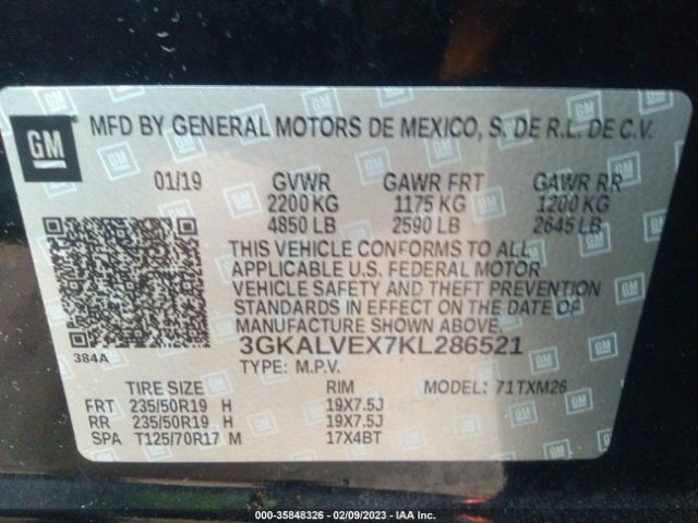 3GKALVEX7KL286521 GMC Terrain Slt