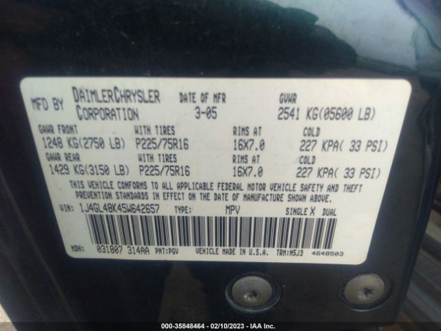 1J4GL48K45W642657 Jeep Liberty Sport