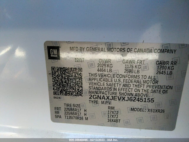 Chevrolet EQUINOX LT 2018 2GNAXJEVXJ6245155 Image 11
