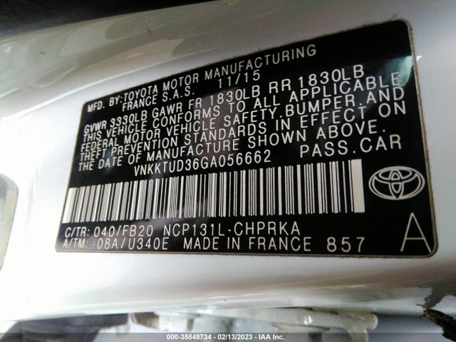 Toyota Yaris 2016 VNKKTUD36GA056662 Image 10