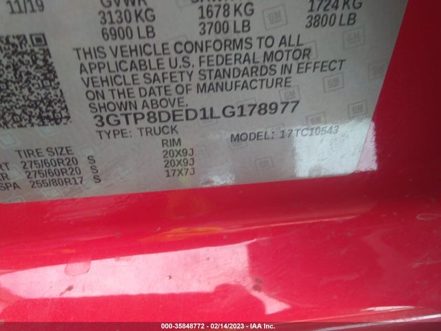 GMC Sierra 1500 Slt 2020 3GTP8DED1LG178977 Image 9