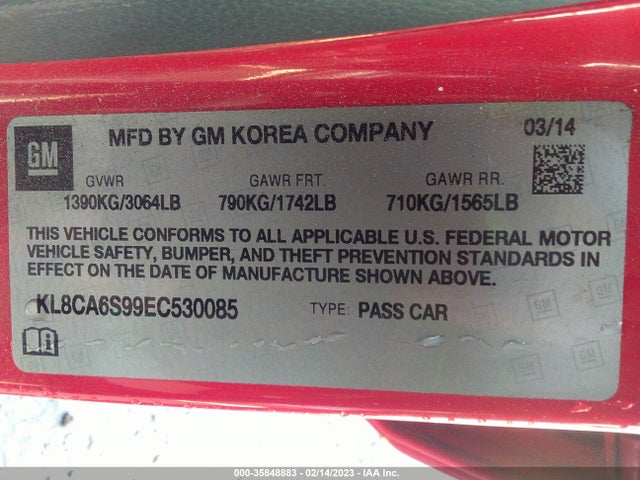 Chevrolet Spark Ls Manual 2014 KL8CA6S99EC530085 Image 9