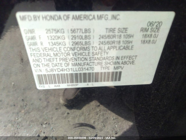 Acura MDX 2020 5J8YD4H31LL031470 Image 9