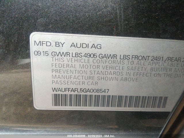 2016 Audi A4, VIN: WAUFFAFL5GA008547