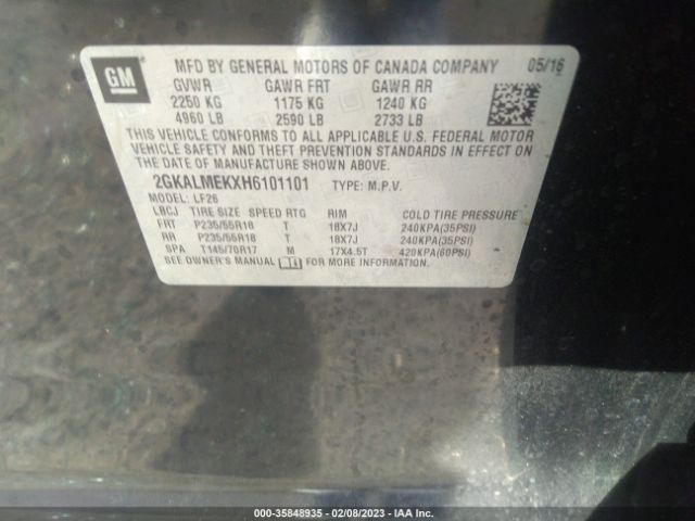 2GKALMEKXH6101101 GMC Terrain Sle