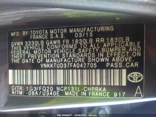 2015 Toyota Yaris, VIN: VNKKTUD37FA042705