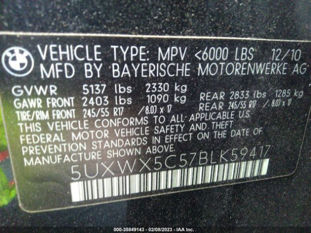 5UXWX5C57BLK59417 BMW X3 28I