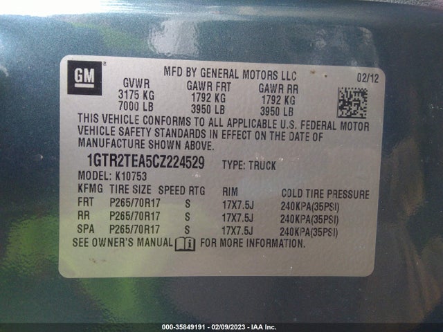 GMC SIERRA 1500 2012 1GTR2TEA5CZ224529 Image 11
