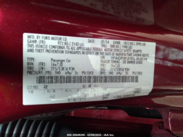 1FADP3F21EL362034 Ford FOCUS SE