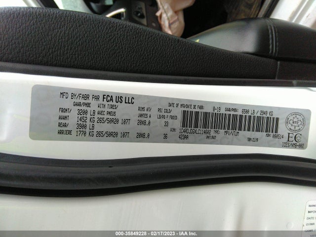 Dodge DURANGO GT 2020 1C4RDJDGXLC114602 Image 9
