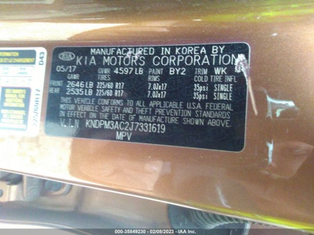 KNDPM3AC2J7331619 KIA Sportage Lx